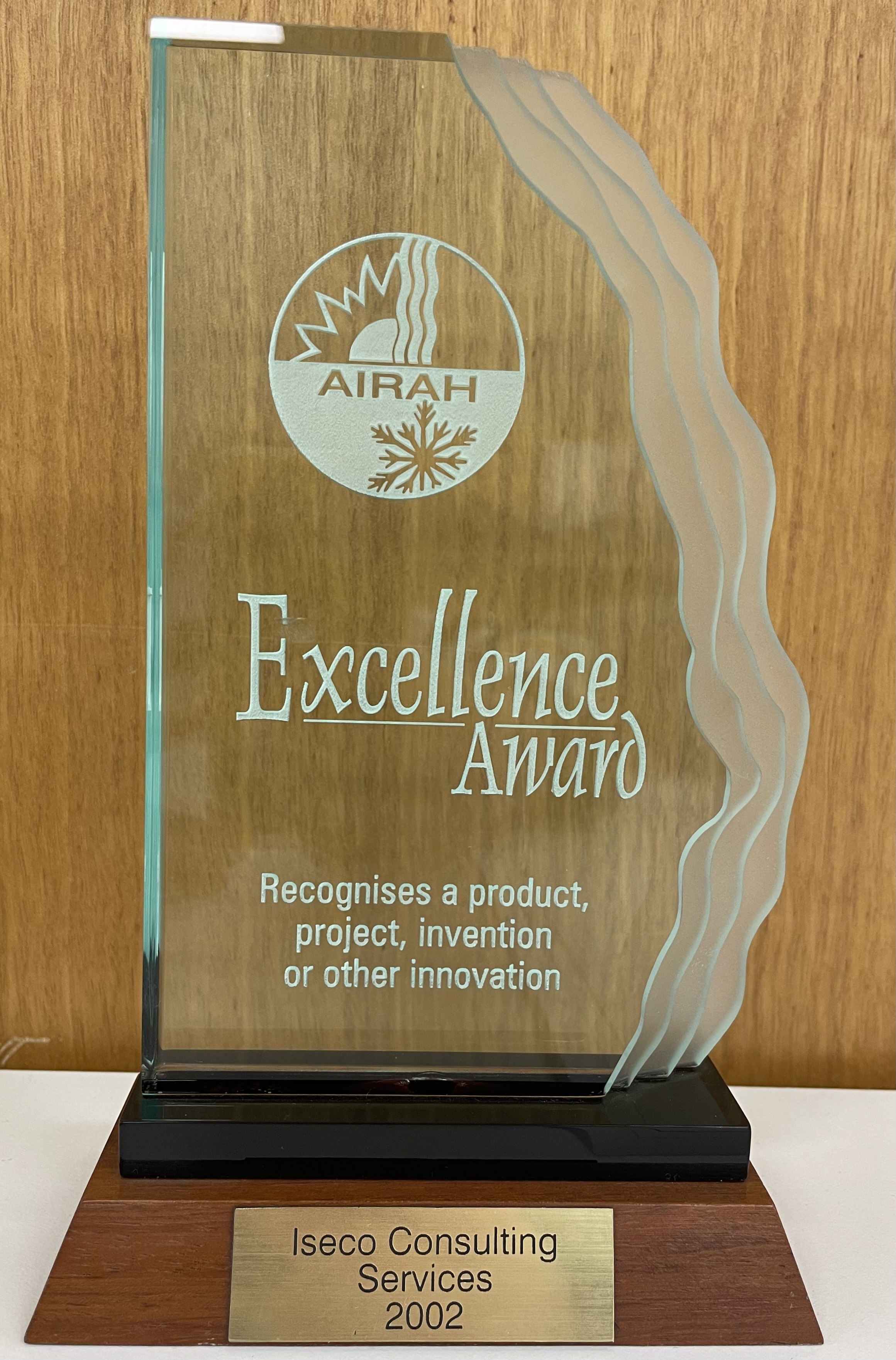 AIRAH Excellence Award awarded to ISECO in 2002
